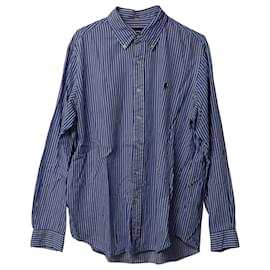 Ralph Lauren-Ralph Lauren Striped Long Sleeve Button Down Shirt in Blue Cotton -Blue