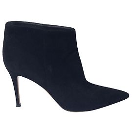 Gianvito Rossi Stiletto Ankle Boots in Black Suede Black