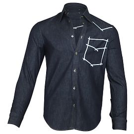 Maison Martin Margiela Camicia di jeans a contrasto in cotone blu navy Blu navy