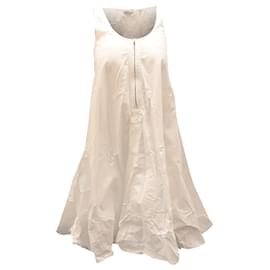Stella Mc Cartney-Stella McCartney Zip Front Sleeveless Dress in White Cotton-White