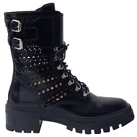 Alaïa Ankle Boot Alaia Openwork em Couro Preto Preto