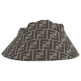 Fendi-Cappello con visiera monogramma Fendi in tela stampata marrone-Altro