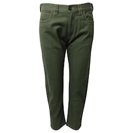 Prada-Pantaloni larghi Prada con cuciture a contrasto retrò in cotone verde-Verde