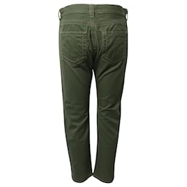Prada-Prada Retro Contrast Stitch Loose Fit Pants in Green Cotton-Green