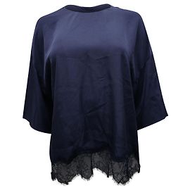 Top com acabamento de renda Vince em triacetato azul Azul