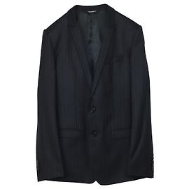 Dolce & Gabbana Abito Tre Pezzi a Righe in Lana Blu Navy Blu Blu navy