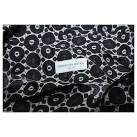 Dries Van Noten-Dries Van Noten Rundhalshemd mit abstraktem Print aus schwarzer Baumwolle-Schwarz