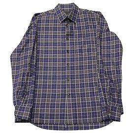 Camicia Alexander Mcqueen a quadri sfilacciata in cotone blu Blu