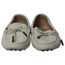 Tod's-Tod's Gommino Driving Shoes in White Leather-White