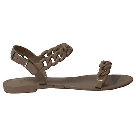 Givenchy Jelly Plate Chain Flat Sandals in Beige Plastic Brown Beige