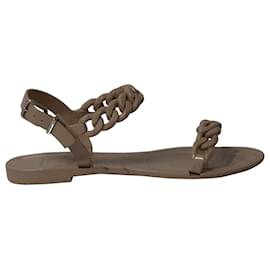 Givenchy-Givenchy Jelly Plate Chain Flat Sandals in Beige Plastic-Brown,Beige