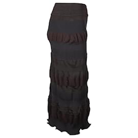 Acne-Acne Studios Paneled Midi Skirt in Brown Polyester-Brown