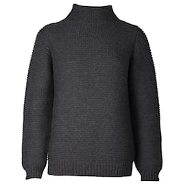 Apc-NO.P.C. Suéter de gola alta de malha volumosa em lã merino carvão-Cinza antracite