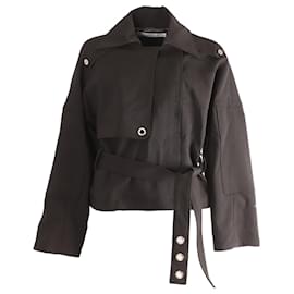 Paco Rabanne-Paco Rabanne Crop Panel Belted Jacket in Black -Black