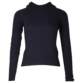 Ralph Lauren-Ralph Lauren Hooded Sweater in Navy Blue Wool-Blue,Navy blue