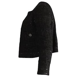 Chanel-Chanel Tweed Cropped Jacket in Black Polyamide-Black