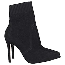 Gianvito Rossi-Gianvito Rossi Fiona Knit Ankle Boots in Black Wool-Black