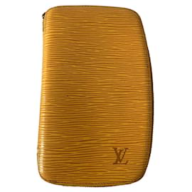 Louis Vuitton-Portefeuille zip jaune ocra vintage-Jaune