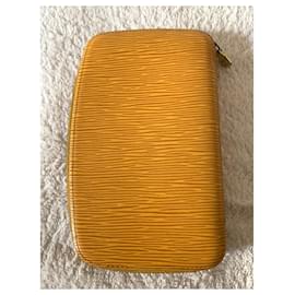 Louis Vuitton-Portefeuille zip jaune ocra vintage-Jaune