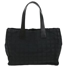 Chanel-CHANEL Travel line Tote Bag Nylon Black CC Auth ar8523-Black