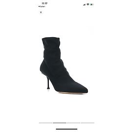 Sergio Rossi Black Cloth Stretchy Ankle Boots Black