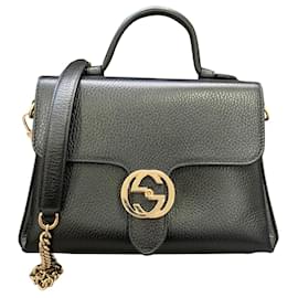 Gucci-Interlocking top handle bag-Black