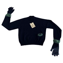 Jean Paul Gaultier Wollpullover marineblau und jadegrün Grün Marineblau