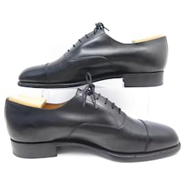 JM Weston-JM WESTON SHOES 300 9.5E 43.5 RICHELIEU STRAIGHT BUTTON IN BLACK LEATHER SHOES-Black