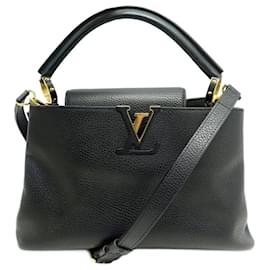 Louis Vuitton-LOUIS VUITTON CAPUCINES MM HANDBAG IN TAURILLON LEATHER HAND BAG-Black