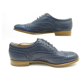 Church's-NEUF CHAUSSURES CHURCH'S RICHELIEU BURWOOD III 38 A73683 CUIR NAVY SHOES-Bleu