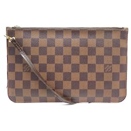 Louis Vuitton-BOLSA LOUIS VUITTON CLUTCH POUCH BOLSA NEVERFULL LONA DAMIER EBENE BOLSA CLUCHCH POUCH-Marrom