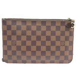 Louis Vuitton-BOLSA LOUIS VUITTON CLUTCH POUCH BOLSA NEVERFULL LONA DAMIER EBENE BOLSA CLUCHCH POUCH-Marrom