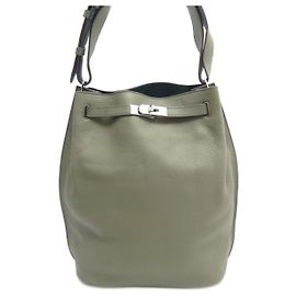 Bolsa Hermès So Kelly 26 2011 BOLSA DE MÃO BALDE DE COURO CAQUI CAQUI CELEMENCE Caqui
