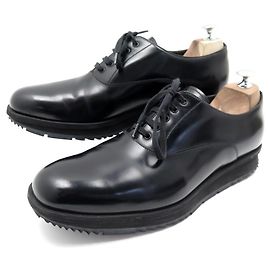 PRADA SPAZZOLATO SCARPE PLATFORM FUMÉ 2EE093 10  45 PELLE NERA RICHELIEU Nero