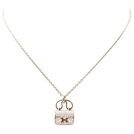 Hermès HERMES COLAR PINGENTE AMULETO CONSTANCE OURO E DIAMANTES COLAR DE OURO Dourado