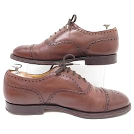 Church's-CHURCH'S DIPLOMAT SHOES 8F 42 FLORAL TOE BROWN LEATHER LOAFERS SHOES-Brown