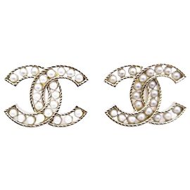 NINE ORECCHINI LOGO CHANEL CC E PERLE AB6959 FARE NUOVI ORECCHINI 2021 D'oro