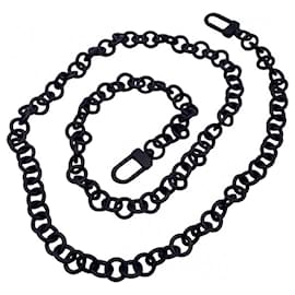 Louis Vuitton-removable black Louis Vuitton chain shoulder strap-Black