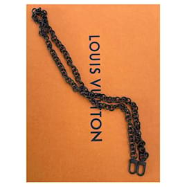 Louis Vuitton-correa de hombro extraíble con cadena Louis Vuitton negra-Negro