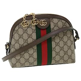Gucci-GUCCI GG Supreme Web Sherry Line Ofidia Shoulder Bag Beige Red 499621 33921a-Red,Beige