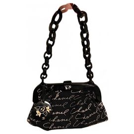 Chanel piccolo Vintage 2005/2006 borsa a tracolla in tela nera e avorio/bianca Nero Bianco Beige