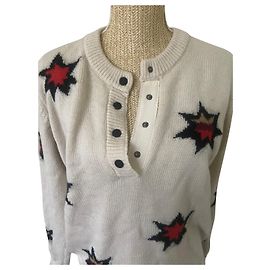 Scotch and Soda Strickpullover Sternenmuster Wolle Beige M Beige