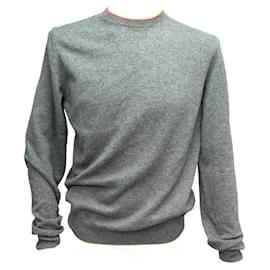 Hermès-NEW HERMES SWEATER lined ROUND COLLAR M 48 047420HA82MY SIGNATURE CASHMERE-Grey