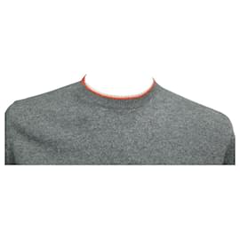 Hermès-NEW HERMES SWEATER lined ROUND COLLAR M 48 047420HA82MY SIGNATURE CASHMERE-Grey
