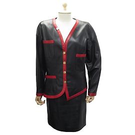 COMPLETO CHANEL NERO E ROSSO GIACCA E GONNA GIACCA E GONNA NERO ROSSO Altro