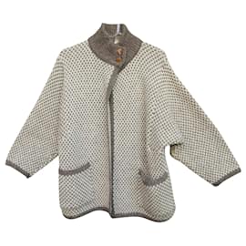 Autre Marque-cardigan vintage in pura lana vergine-Beige