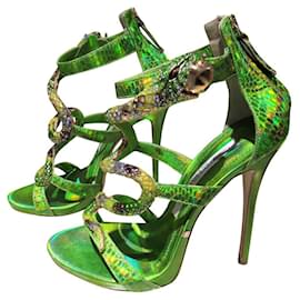 Autre Marque-Gianmarco Lorenzi sandália cobra verde joia-Verde