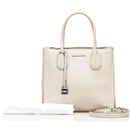 Michael Kors-Michael Kors Leather Two-Way Bag Leather Handbag in Excellent condition-White
