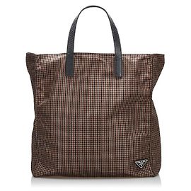 Prada Tessuto Stampato Einkaufstasche Beige