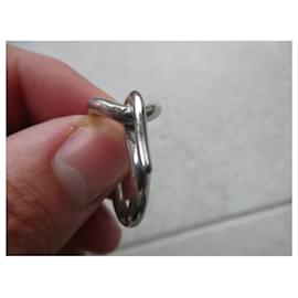 Hermès-hermès swan scarf ring in palladium-plated silver metal for square 90-Silver hardware